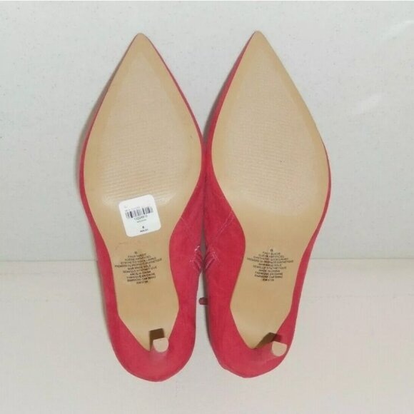 New Express Bootie Boots Size 6 Pink Red Faux Suede High Heel Ankle $69 NWT - Picture 6 of 8